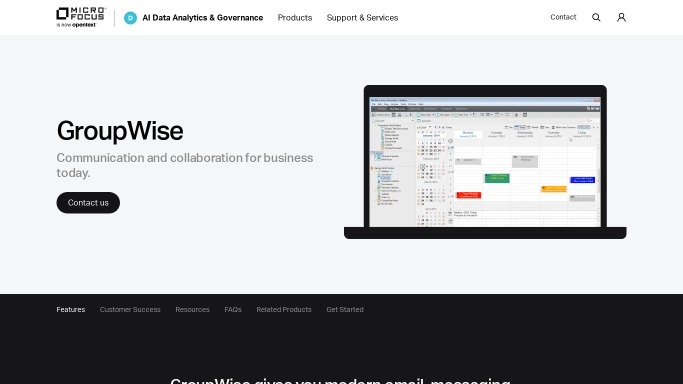 Micro Focus GroupWise Landing page