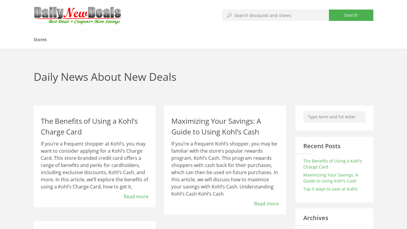 DailyNewDeals Landing page