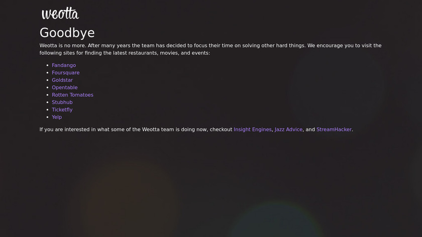 Weotta Landing Page