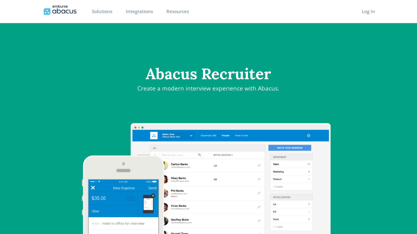 Abacus Recruiter Landing page