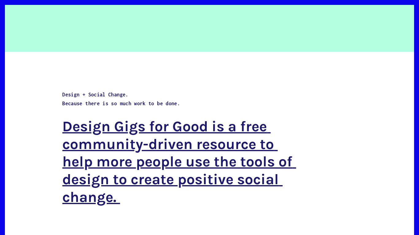 Design Gigs for Good Landing page