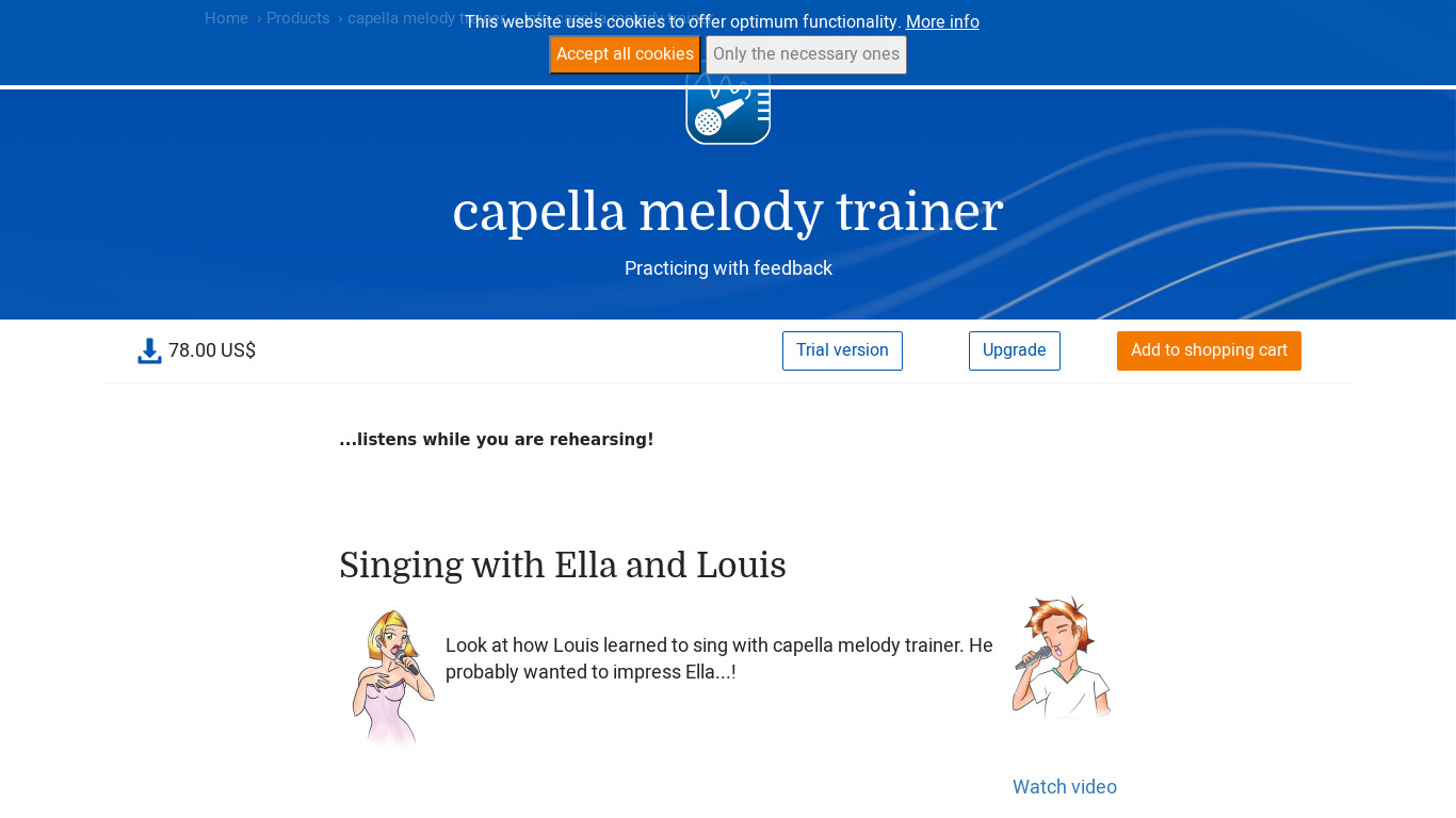 capella melody trainer Landing page