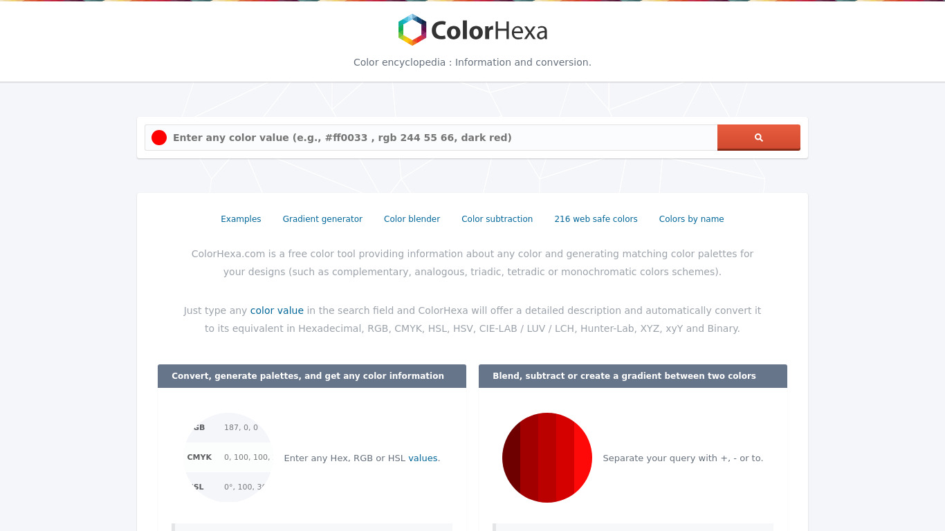 Color hexa Landing page