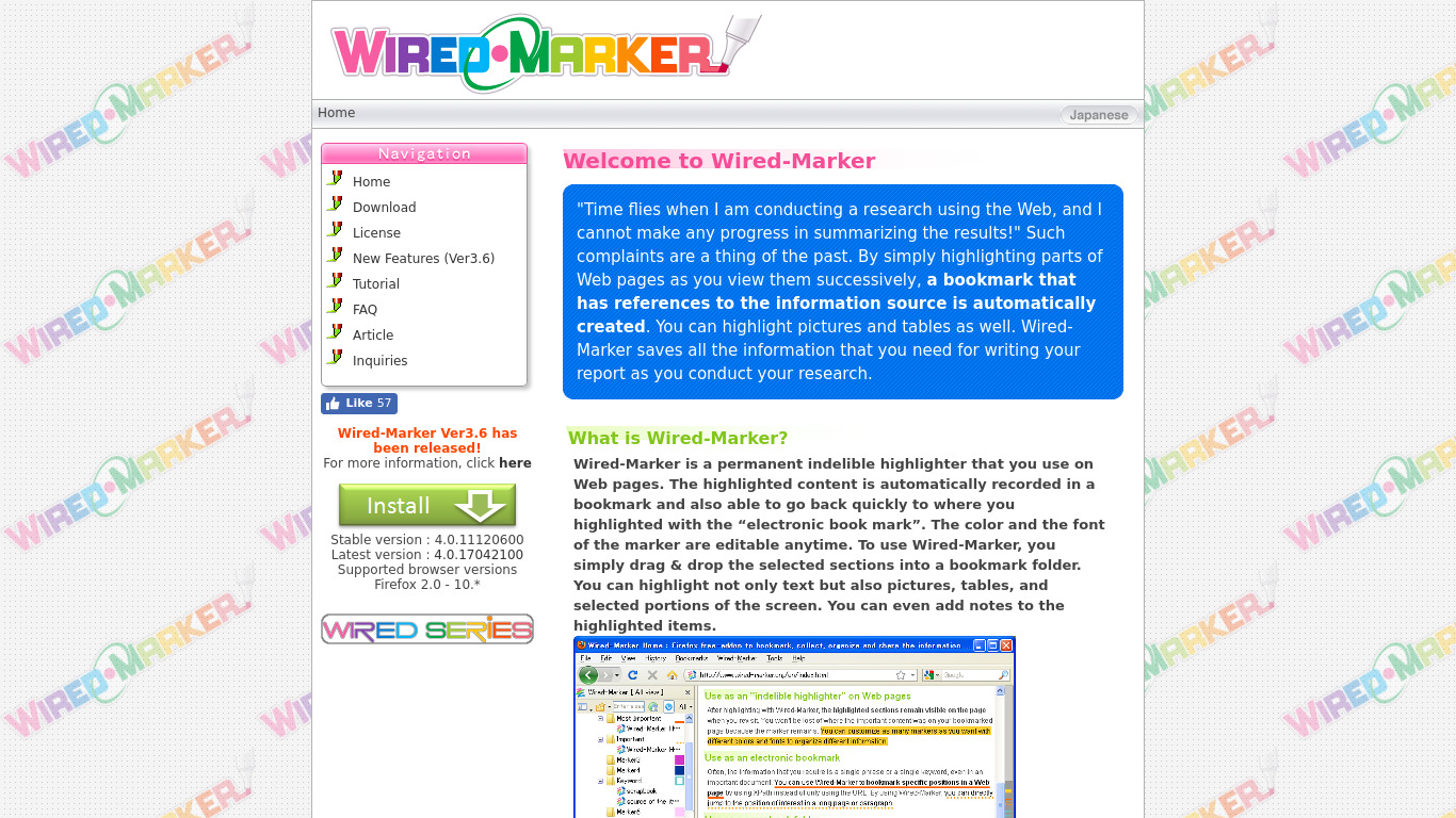 Wired-Marker Landing page