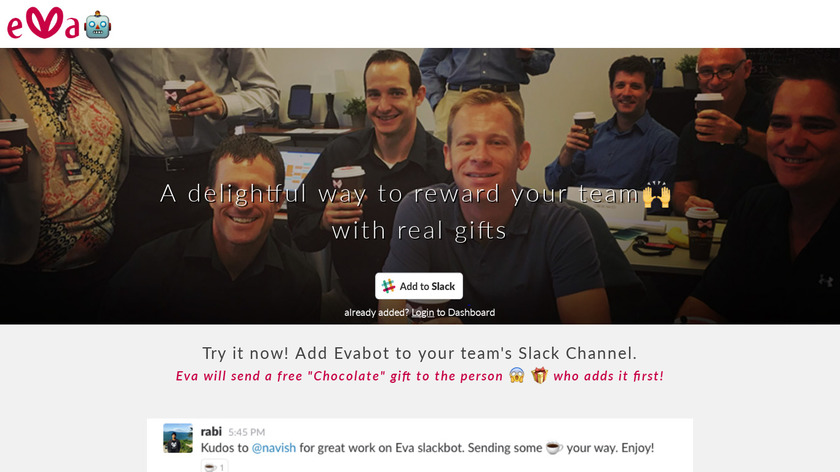 Evabot for Slack Landing Page