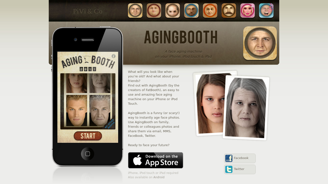 AgingBooth Landing page