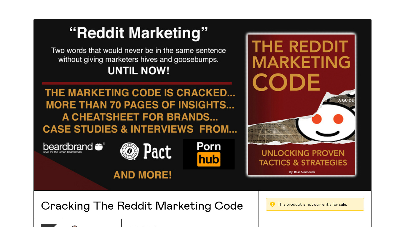 The Reddit Marketing Code Landing page
