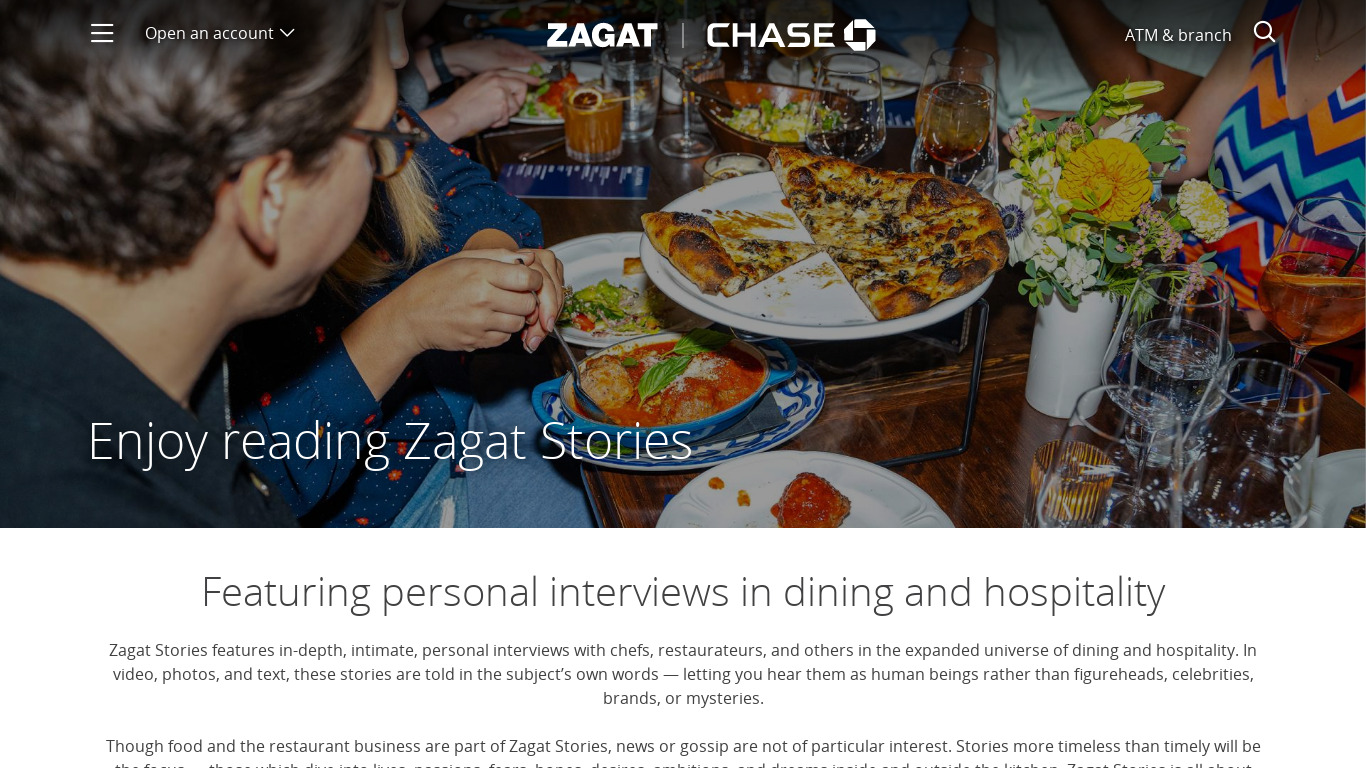 Zagat Landing page