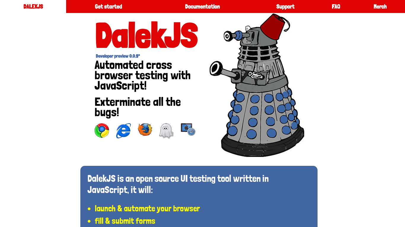 DalekJS Landing page