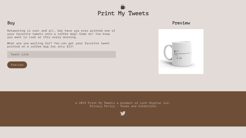 Print My Tweets Landing Page