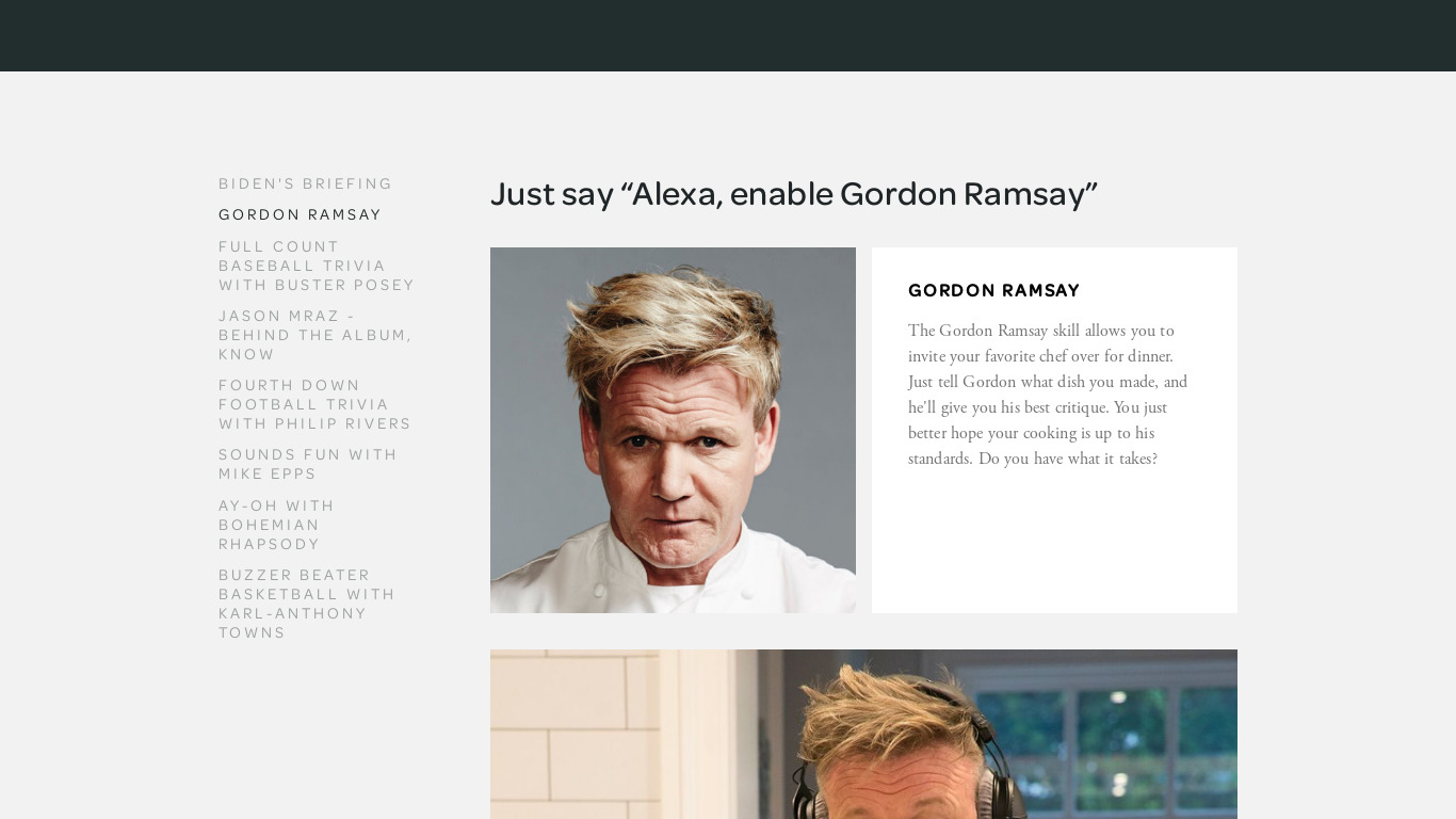 Gordon Ramsay on Alexa Landing page