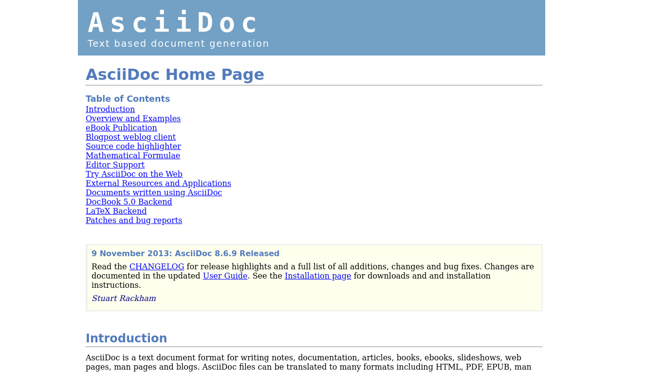 AsciiDoc Landing page
