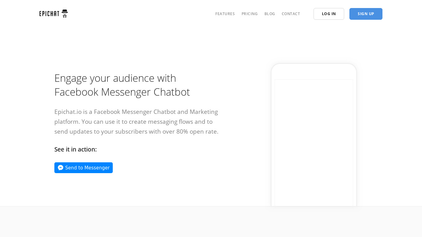 Epichat for Messenger Landing page