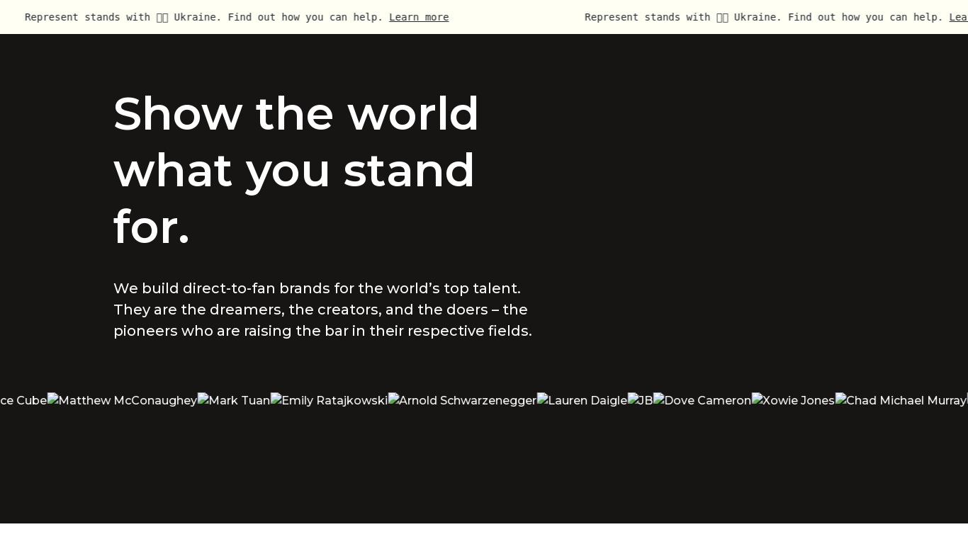 Represent Landing page