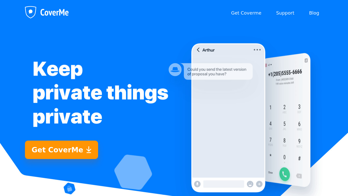 CoverMe Landing page