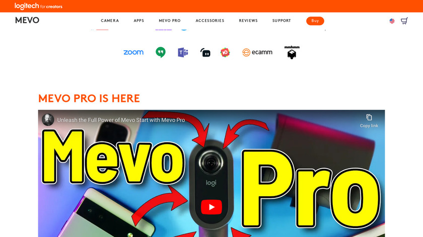 Mevo by Livestream Landing Page