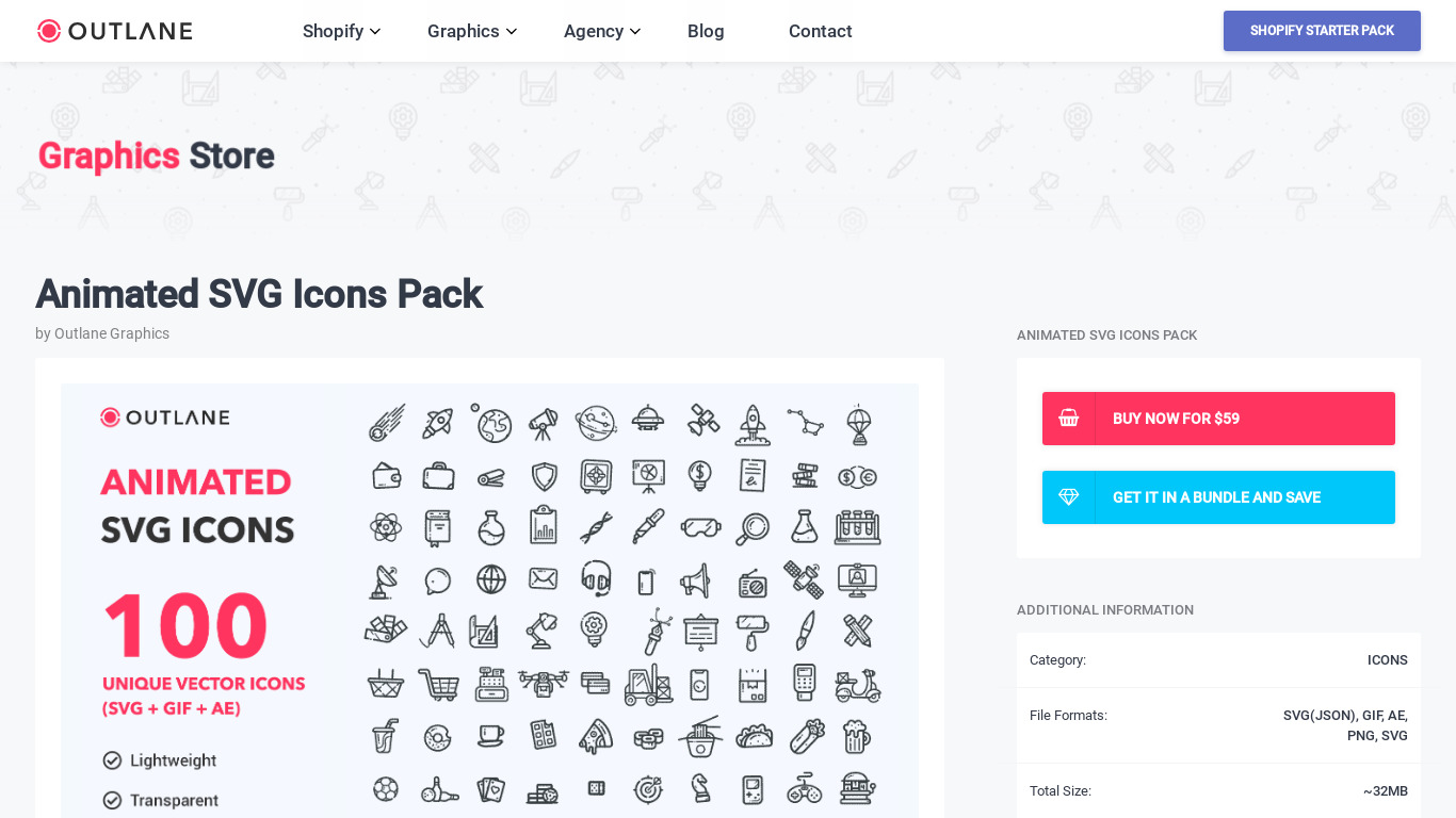 outlane.co Animated Icons Pack Landing page