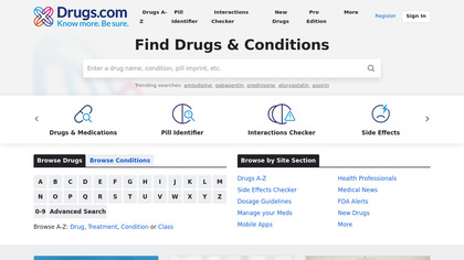 Drugs.com screenshot