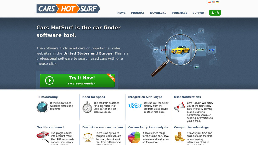 Cars HotSurf Landing Page