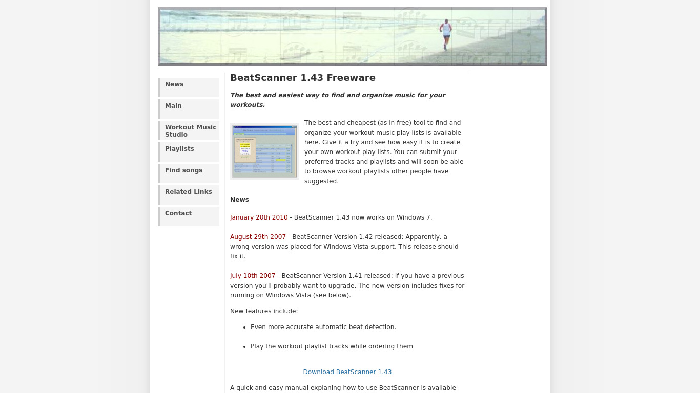 bestworkoutmusic.com BeatScanner Landing page