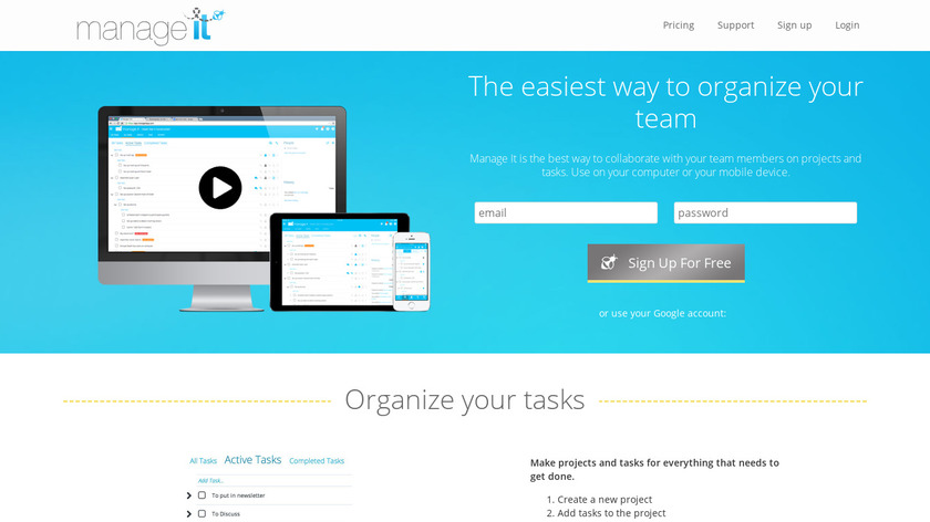 Manage it Landing Page