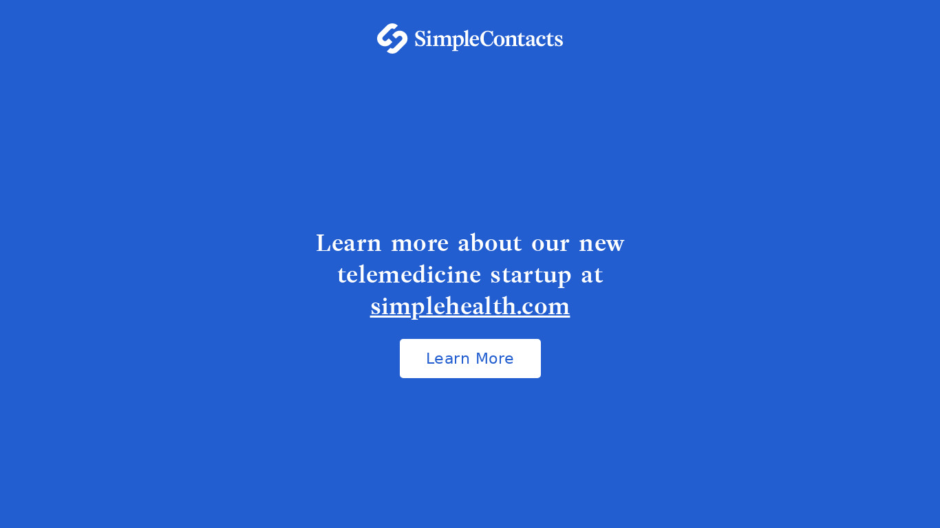 Simple Contacts Landing page