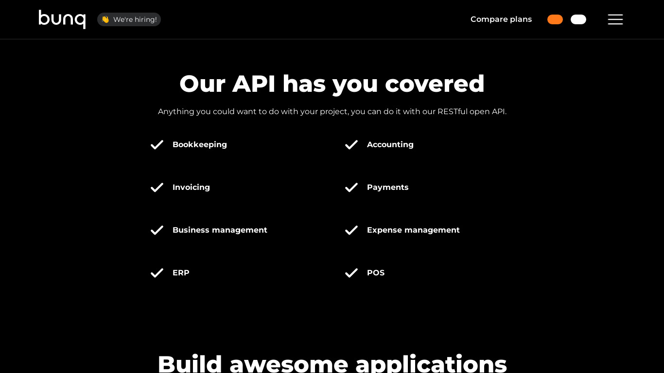 bunq API Landing page