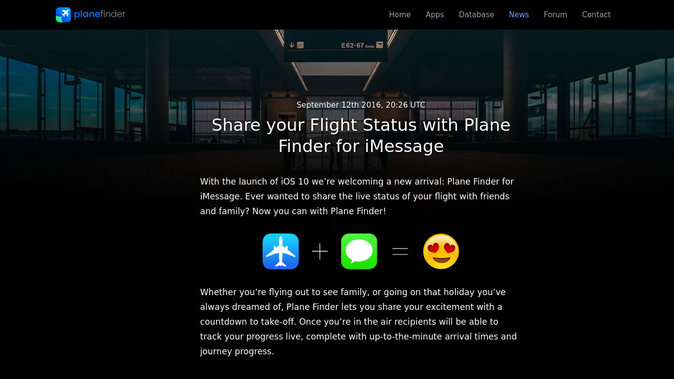 Plane Finder for iMessage Landing page