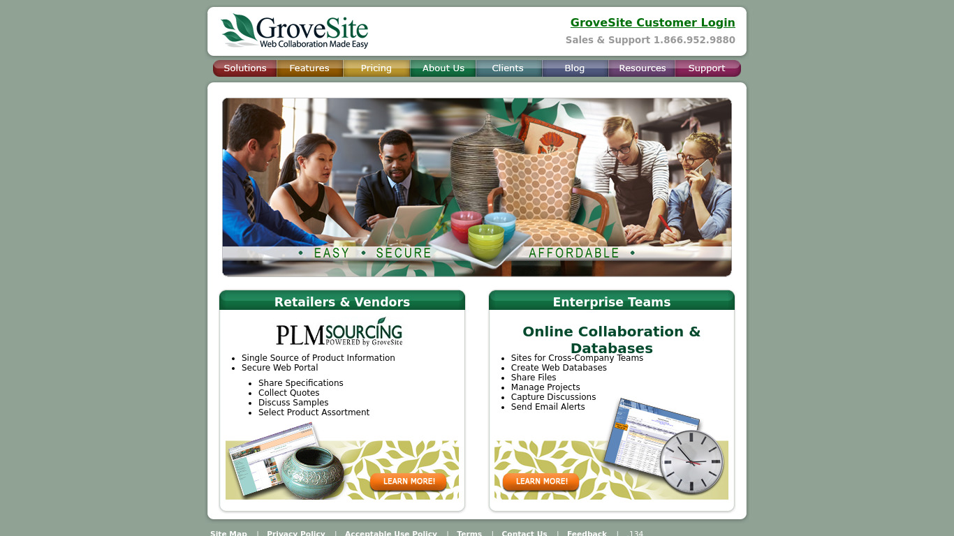 GroveSite Landing page