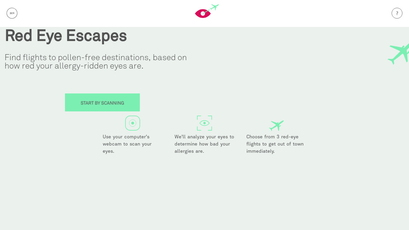 Red Eye Escapes by Molekule Landing page