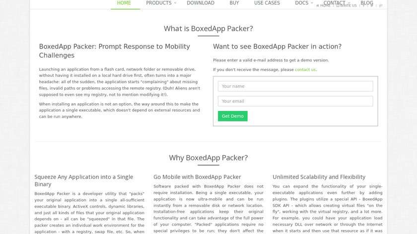 BoxedApp Packer Landing Page