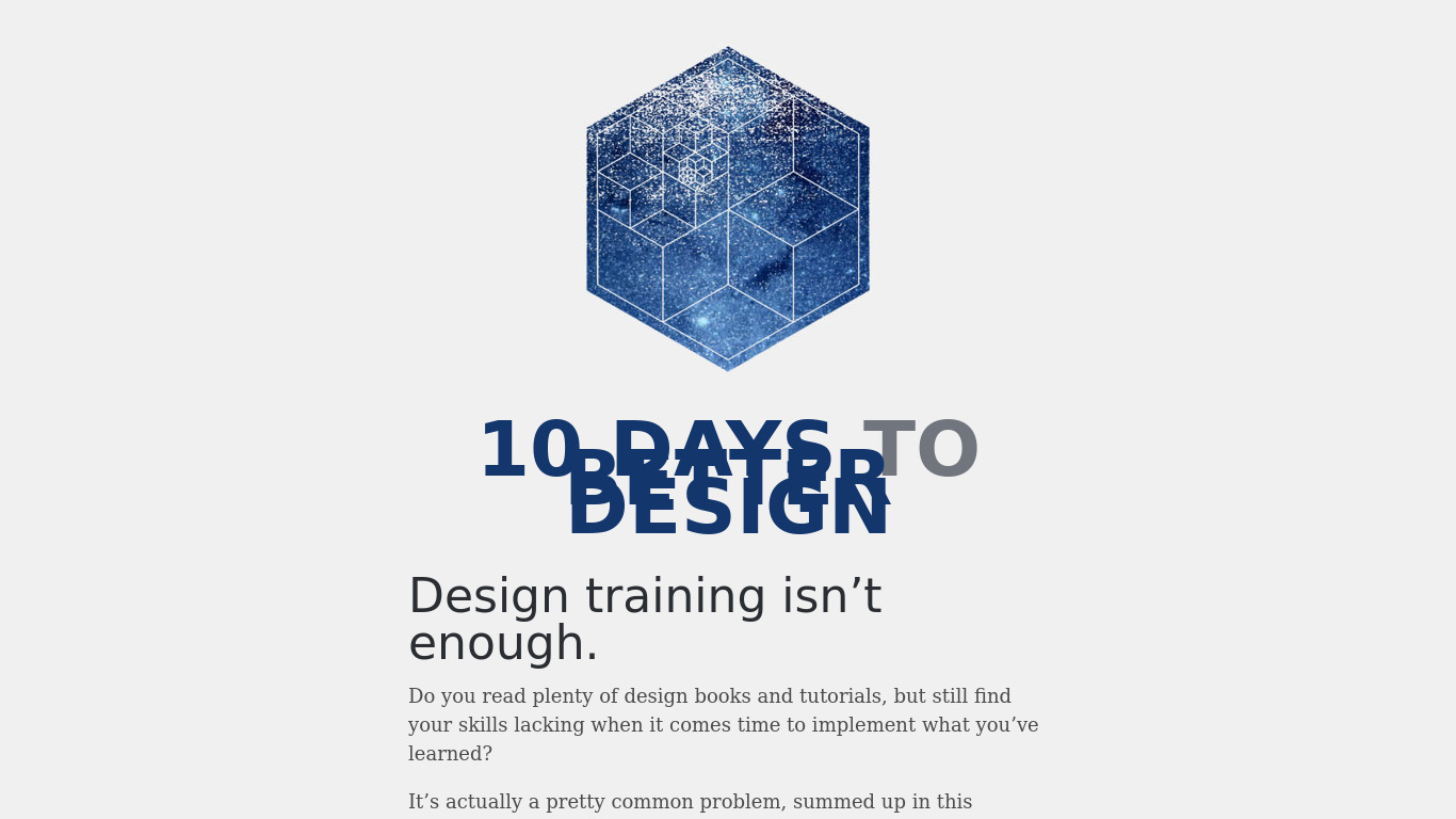 10 Days to Better Design Landing page