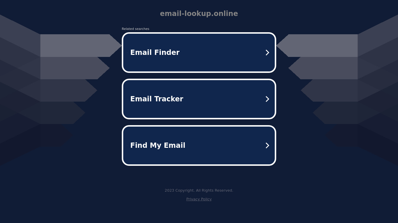 Email Lookup Landing page
