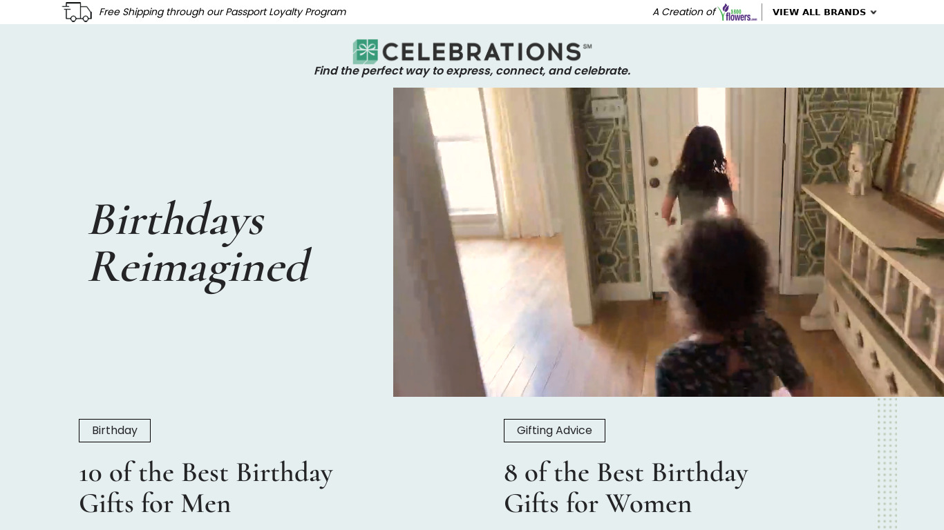 Celebrations.com Landing page