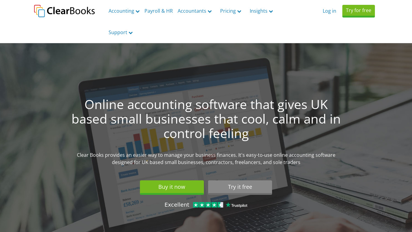 ClearBooks Landing page