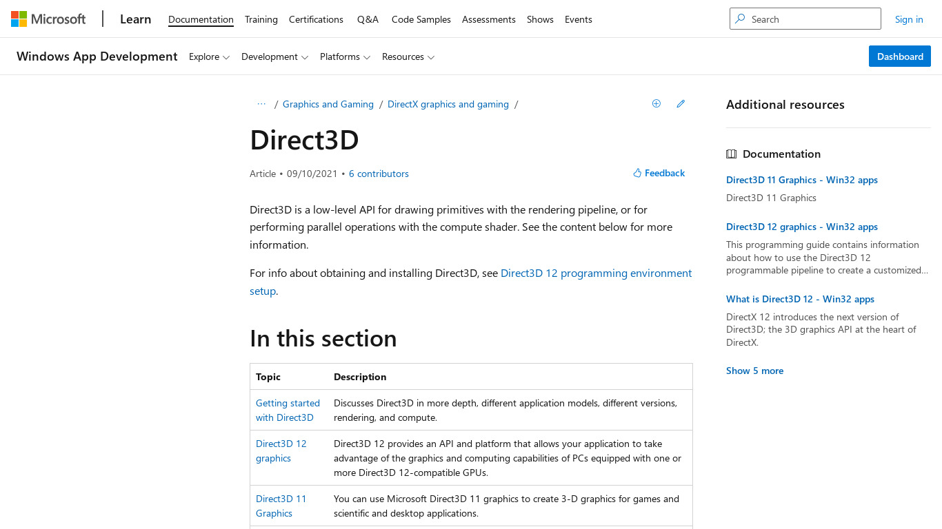 Direct3D Landing page