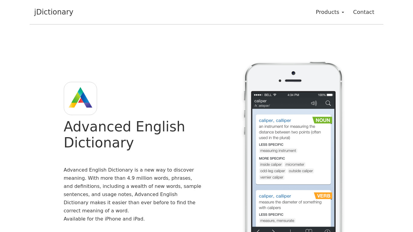 Advanced English Dictionary Landing page