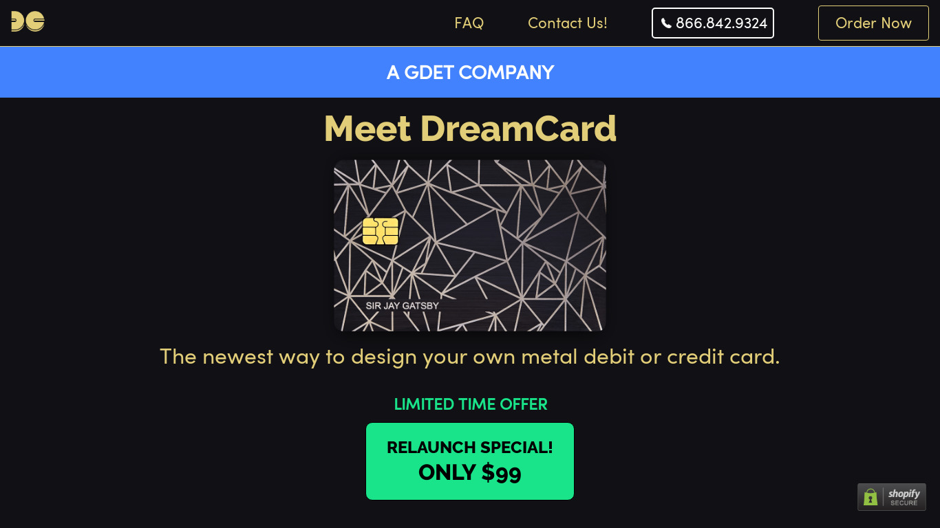 DreamCard Landing page