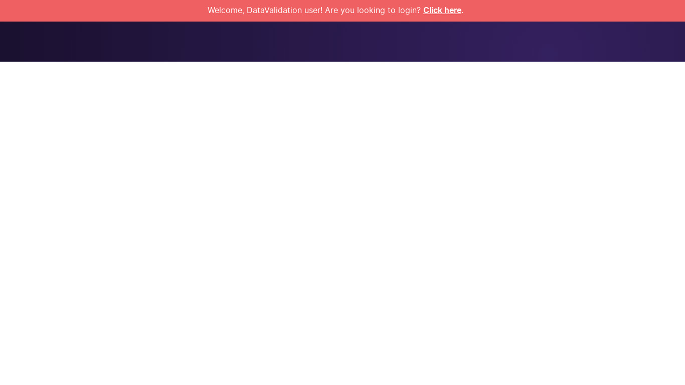 DataValidation Landing page