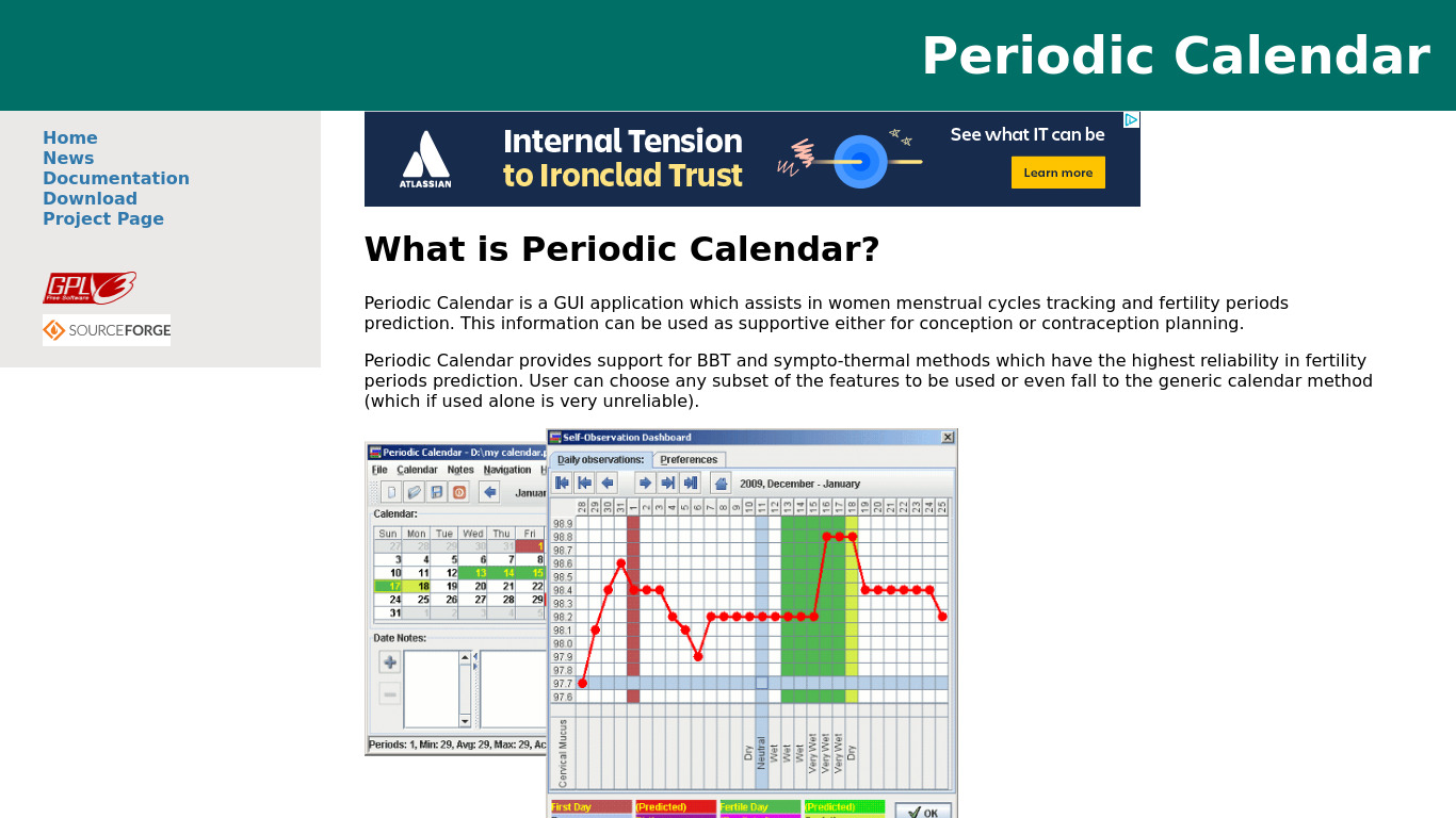 Periodic Calendar Landing page