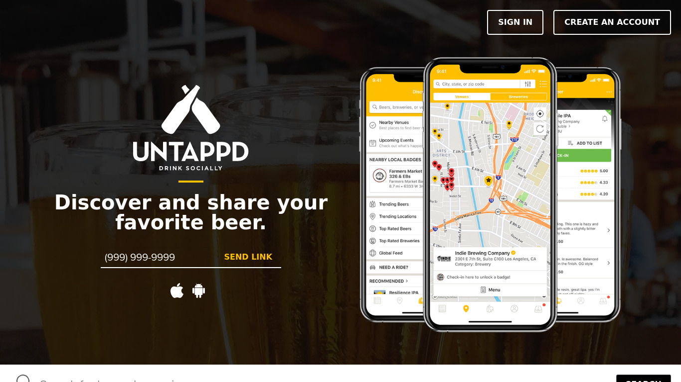 Untappd Landing page