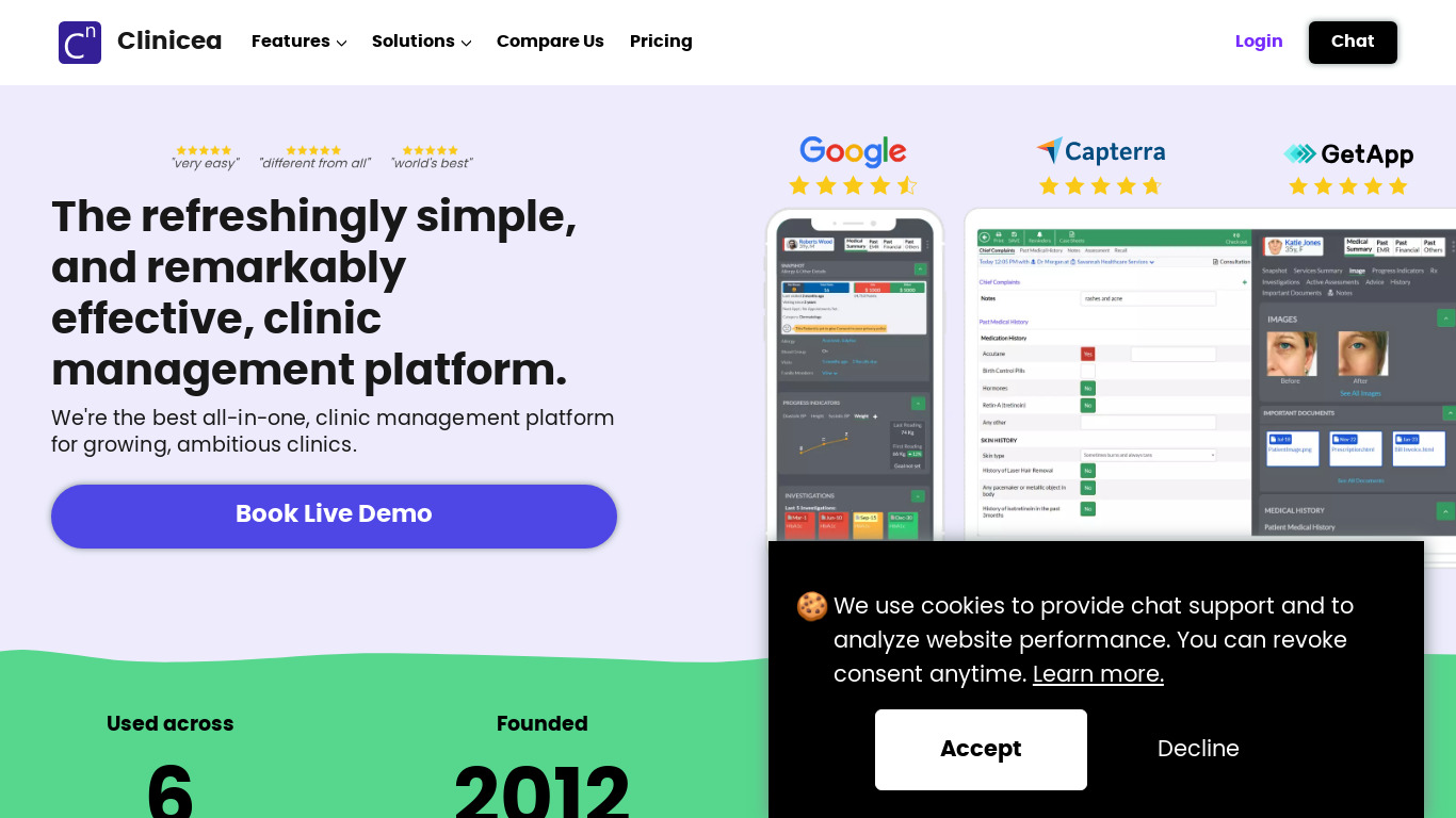 Clinicea Landing page