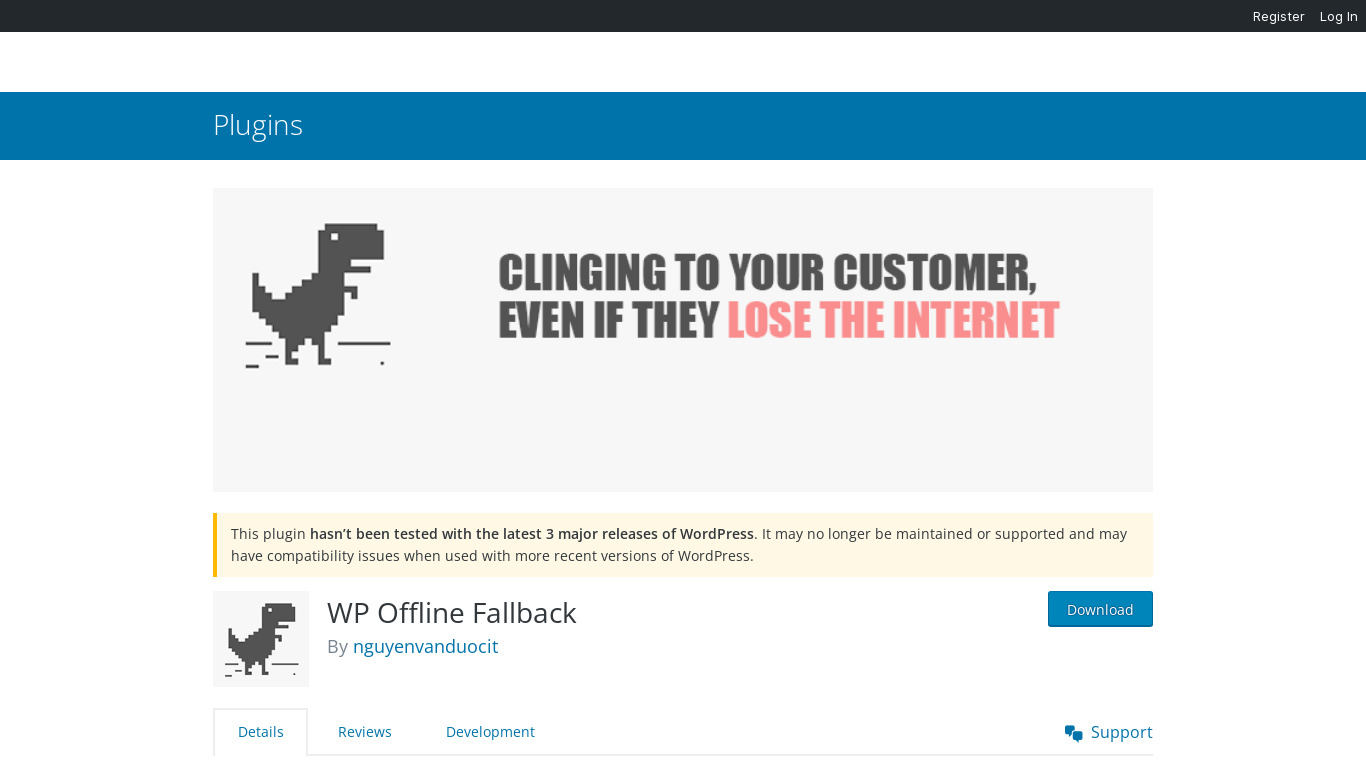 WP Offline Fallback Landing page