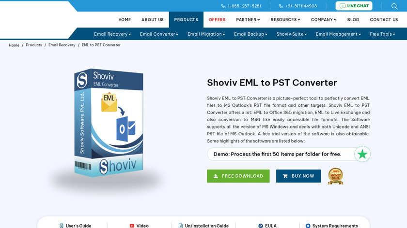 Shoviv EML to PST Convetrer Landing Page