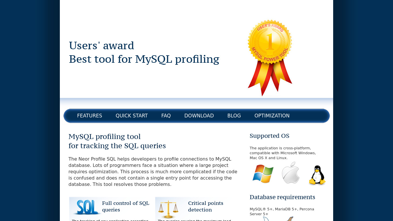 Neor Profile SQL Landing page