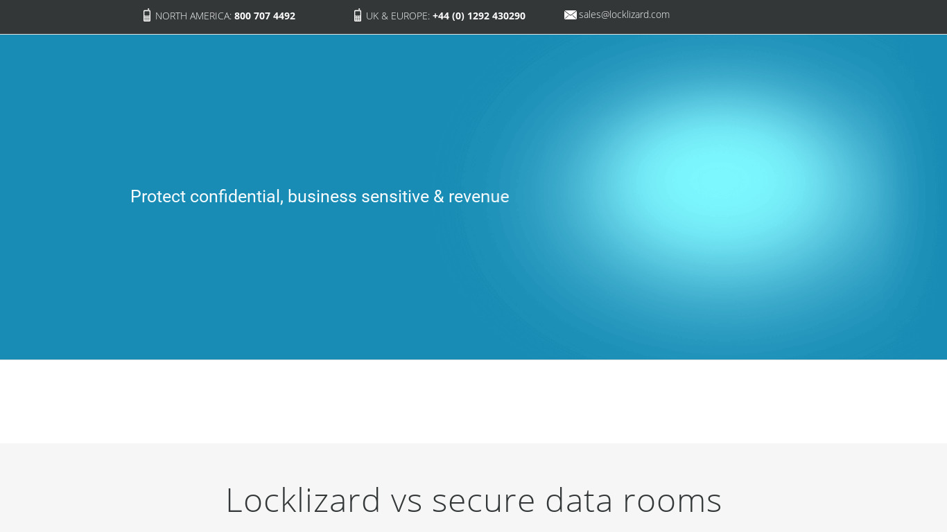 Locklizard Safeguard PDF Security Landing page