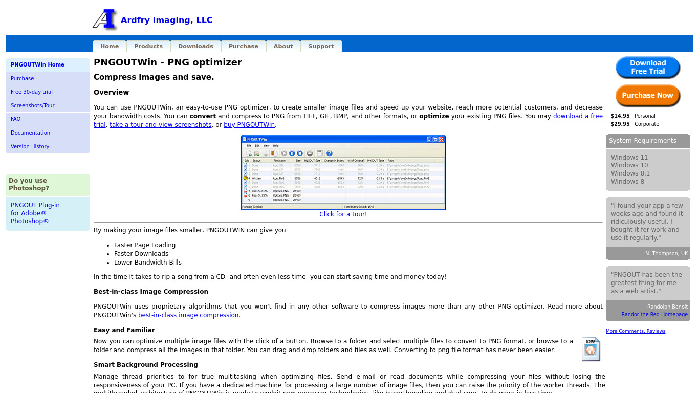 PNGOUTWin Landing page