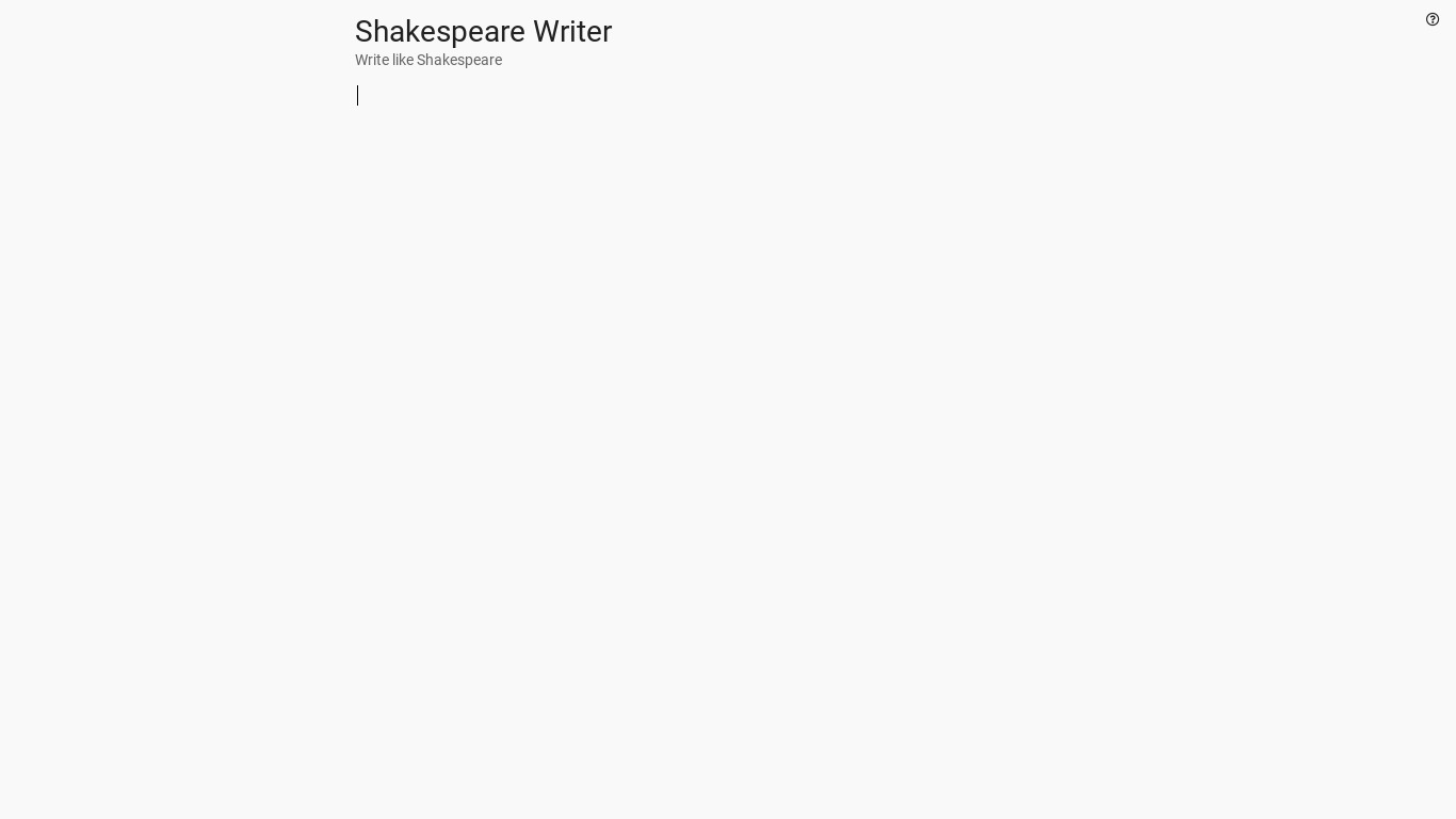 Shakespeare Writer Landing page