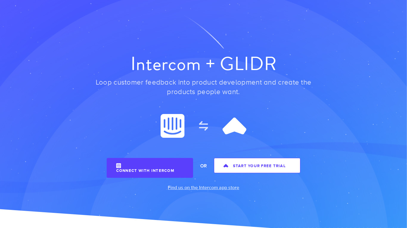 GLIDR <> Intercom integration Landing page