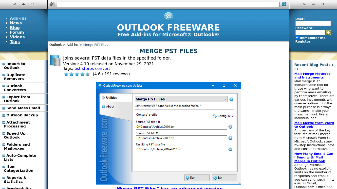 Merge PST Files for Outlook Landing page